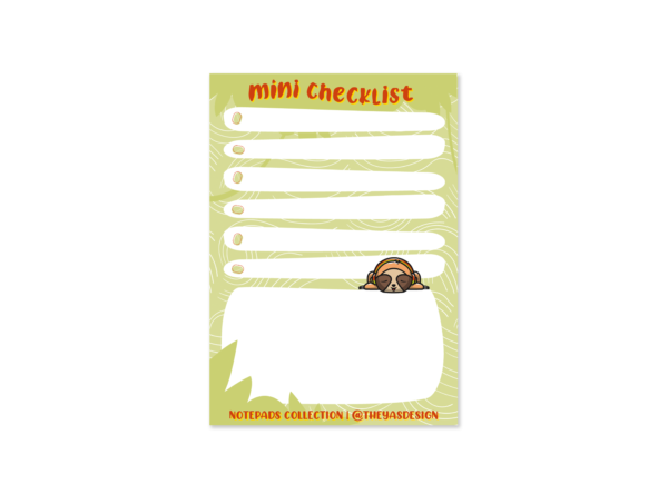 Fun Sloth  | A7 Checklist Notepad