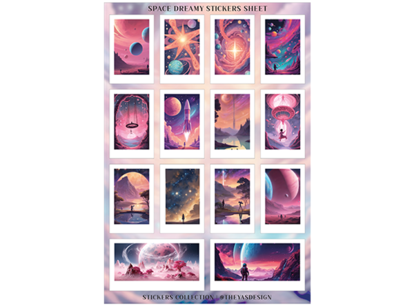 Space Dreamy | Polaroid Stickers Sheet